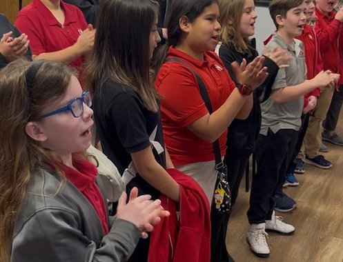 Singing "Gratitude" at Monday Chapel